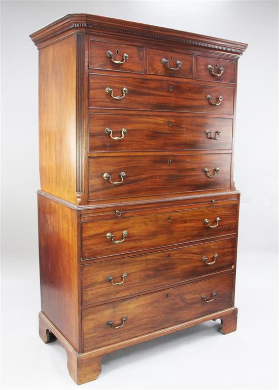 A George III mahogany chest on chest, W.3ft 11in.